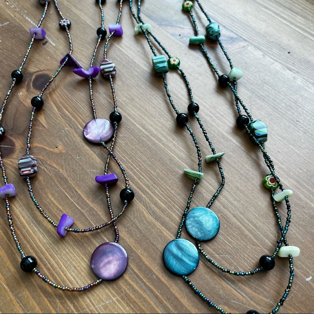 Long beaded statement necklaces